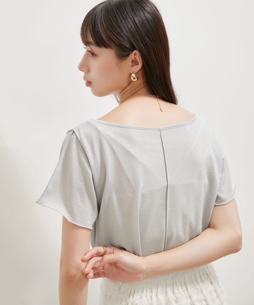 VIS(ビス)の「【洗える】ラメメローTシャツ(Tシャツ/カットソー・レディース・クリーム/ライトグレー/ブラック/グリーン系その他・FREE)」の10枚目の写真
