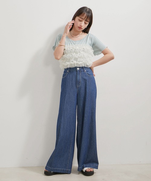 VIS(ビス)の「【洗える】ラメメローTシャツ(Tシャツ/カットソー・レディース・クリーム/ライトグレー/ブラック/グリーン系その他・FREE)」の16枚目の写真