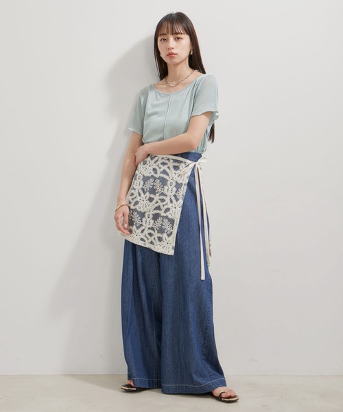 VIS(ビス)の「【洗える】ラメメローTシャツ(Tシャツ/カットソー・レディース・クリーム/ライトグレー/ブラック/グリーン系その他・FREE)」の17枚目の写真