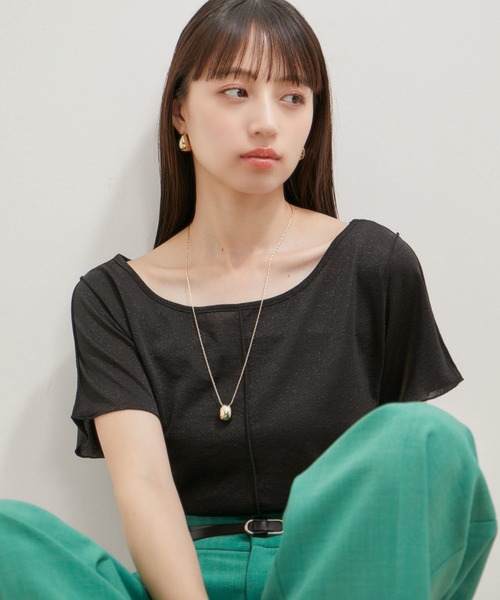 VIS(ビス)の「【洗える】ラメメローTシャツ(Tシャツ/カットソー・レディース・クリーム/ライトグレー/ブラック/グリーン系その他・FREE)」の19枚目の写真