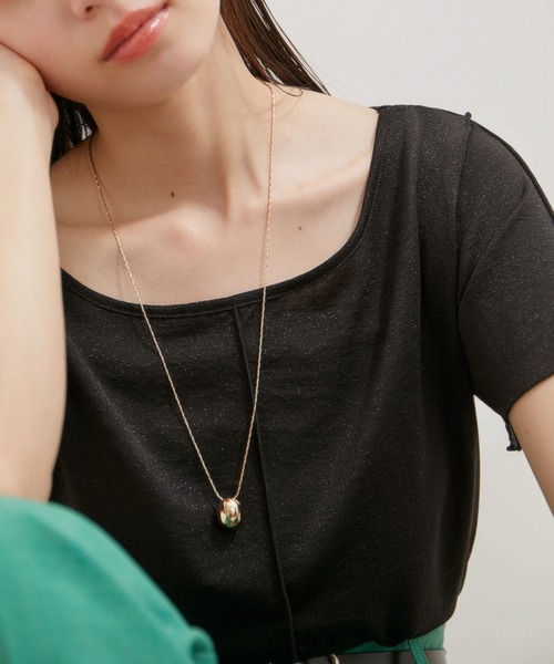 VIS(ビス)の「【洗える】ラメメローTシャツ(Tシャツ/カットソー・レディース・クリーム/ライトグレー/ブラック/グリーン系その他・FREE)」の20枚目の写真