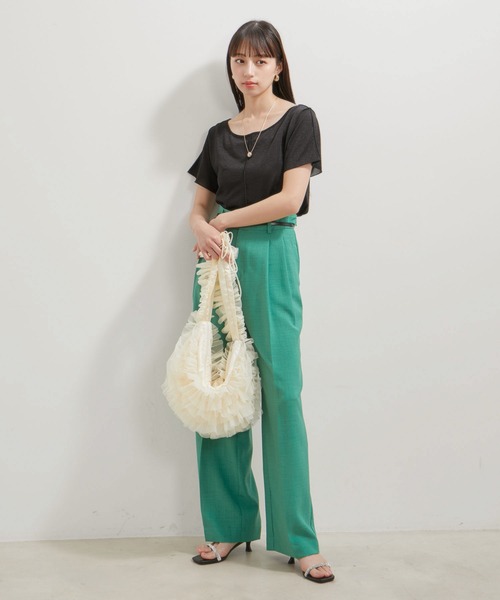 VIS(ビス)の「【洗える】ラメメローTシャツ(Tシャツ/カットソー・レディース・クリーム/ライトグレー/ブラック/グリーン系その他・FREE)」の21枚目の写真