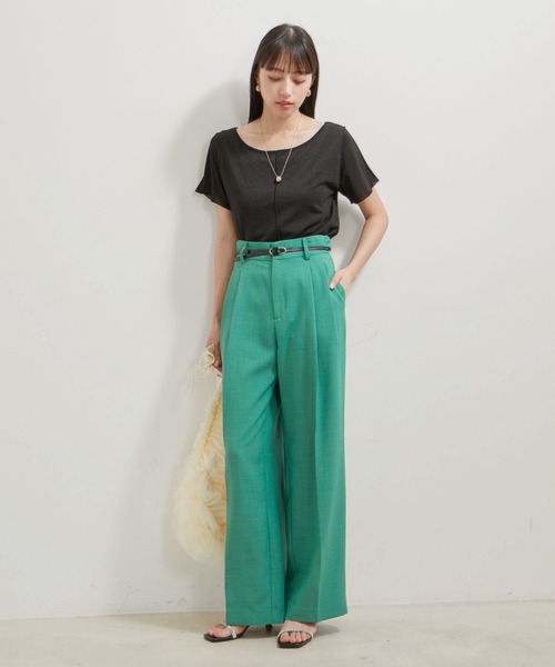 VIS(ビス)の「【洗える】ラメメローTシャツ(Tシャツ/カットソー・レディース・クリーム/ライトグレー/ブラック/グリーン系その他・FREE)」の22枚目の写真