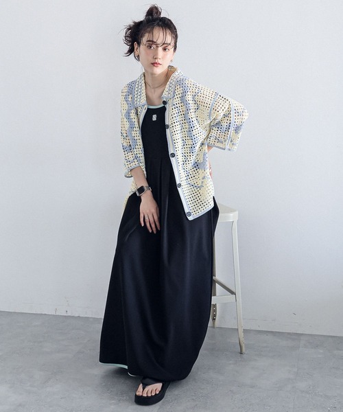 RAGEBLUE（レイジブルー）の「透かし編み/クロシェニットカーディガンSS（カーディガン/ボレロ・レディース・ブラック/ホワイト/レッド・FREE）」の5枚目の写真