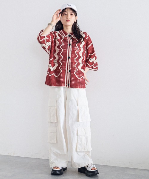 RAGEBLUE（レイジブルー）の「透かし編み/クロシェニットカーディガンSS（カーディガン/ボレロ・レディース・ブラック/ホワイト/レッド・FREE）」の11枚目の写真