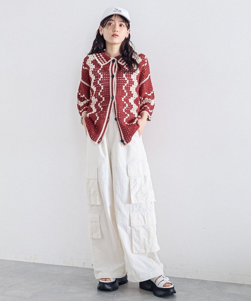 RAGEBLUE（レイジブルー）の「透かし編み/クロシェニットカーディガンSS（カーディガン/ボレロ・レディース・ブラック/ホワイト/レッド・FREE）」の12枚目の写真