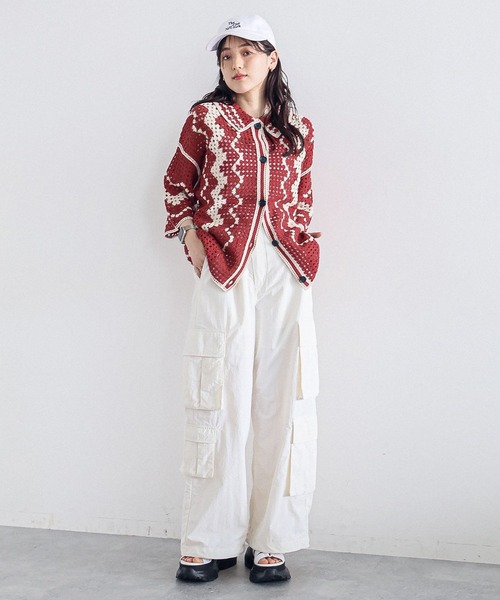 RAGEBLUE（レイジブルー）の「透かし編み/クロシェニットカーディガンSS（カーディガン/ボレロ・レディース・ブラック/ホワイト/レッド・FREE）」の13枚目の写真