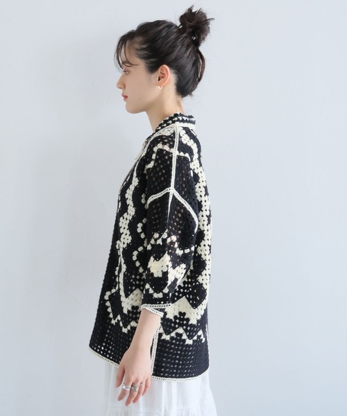 RAGEBLUE（レイジブルー）の「透かし編み/クロシェニットカーディガンSS（カーディガン/ボレロ・レディース・ブラック/ホワイト/レッド・FREE）」の16枚目の写真