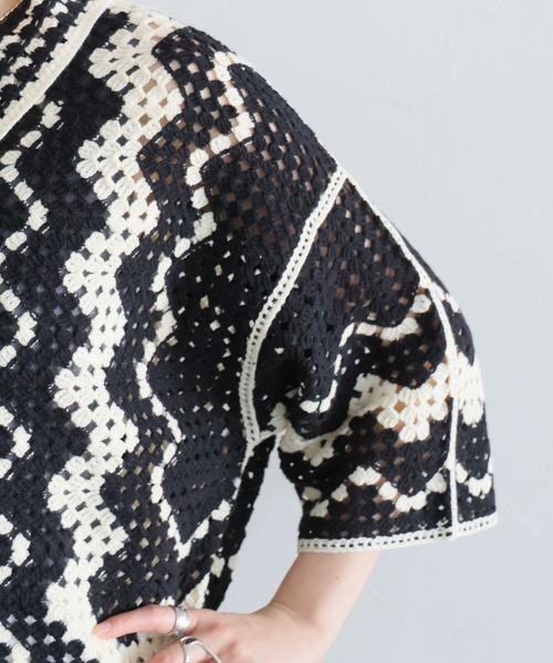 RAGEBLUE（レイジブルー）の「透かし編み/クロシェニットカーディガンSS（カーディガン/ボレロ・レディース・ブラック/ホワイト/レッド・FREE）」の20枚目の写真