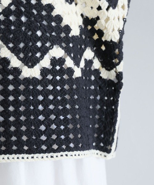 RAGEBLUE（レイジブルー）の「透かし編み/クロシェニットカーディガンSS（カーディガン/ボレロ・レディース・ブラック/ホワイト/レッド・FREE）」の21枚目の写真