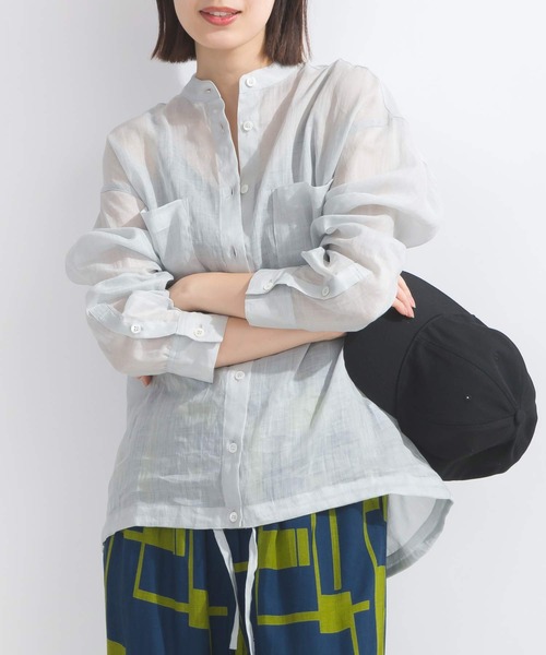 PICCIN（ピッチン）の「リネンドロストシャツ（シャツ/ブラウス・レディース・オフホワイト/ライトグレー/オリーブ/ブルー・M）」の2枚目の写真