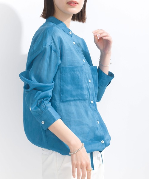 PICCIN（ピッチン）の「リネンドロストシャツ（シャツ/ブラウス・レディース・オフホワイト/ライトグレー/オリーブ/ブルー・M）」の6枚目の写真