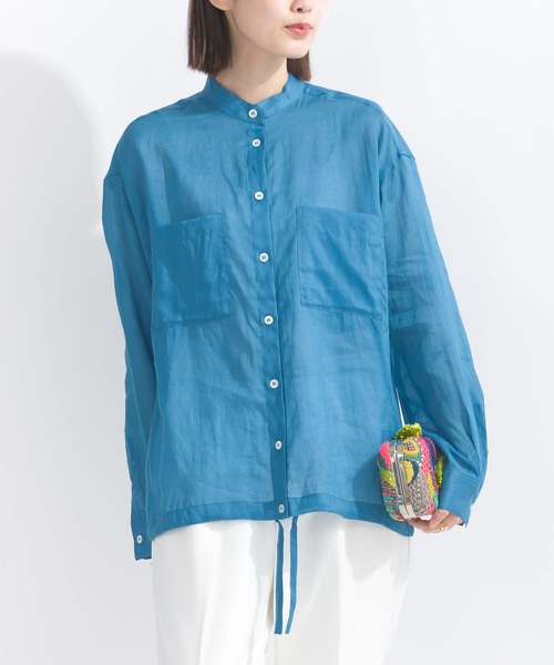 PICCIN（ピッチン）の「リネンドロストシャツ（シャツ/ブラウス・レディース・オフホワイト/ライトグレー/オリーブ/ブルー・M）」の8枚目の写真