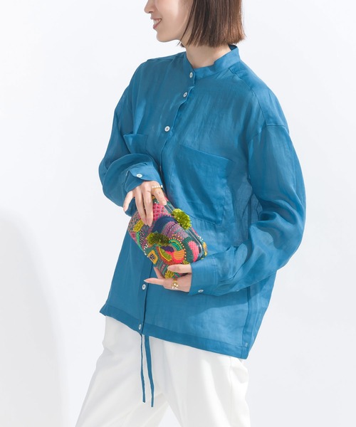 PICCIN（ピッチン）の「リネンドロストシャツ（シャツ/ブラウス・レディース・オフホワイト/ライトグレー/オリーブ/ブルー・M）」の9枚目の写真