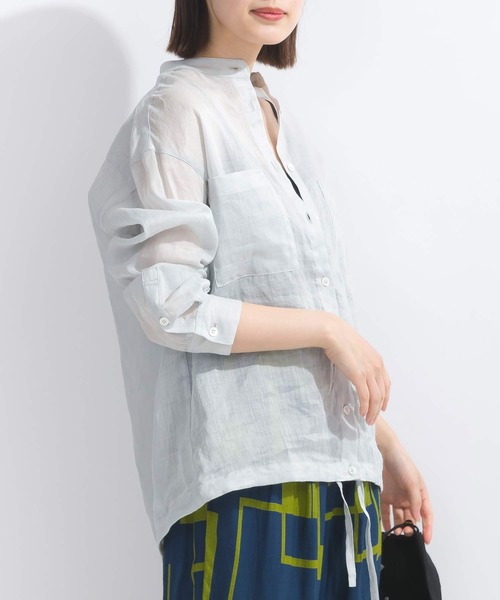 PICCIN（ピッチン）の「リネンドロストシャツ（シャツ/ブラウス・レディース・オフホワイト/ライトグレー/オリーブ/ブルー・M）」の14枚目の写真