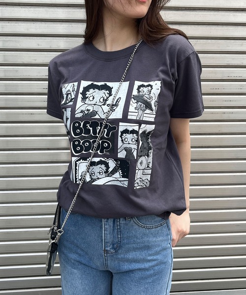GLAMOROUS JANE(グラマラスジェーン)の「BETTY BOOPモノクロプリントTシャツ(Tシャツ/カットソー・レディース・チャコールグレー/オフホワイト/ブラック・FREE)」の18枚目の写真