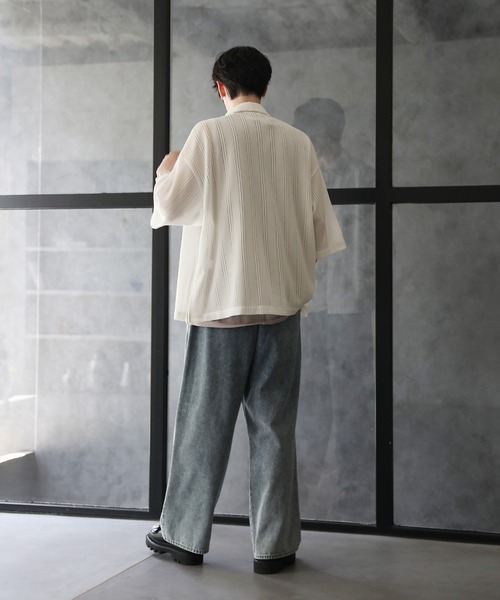 シアーレース5分袖ジップシャツ（シャツ/ブラウス）｜ETELIO