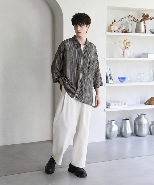 トップス lll フェザー×パイルチェックニットトップス [N1113] - レディース