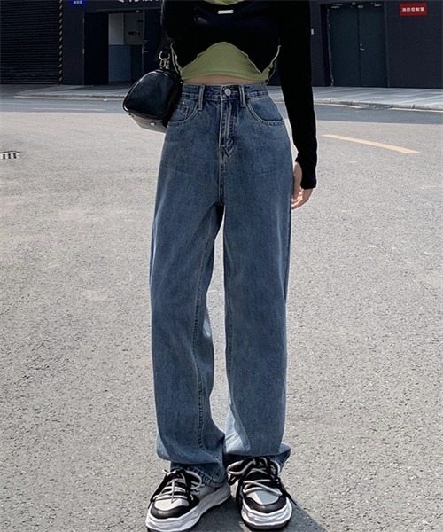 FREE STYLISTS(フリー スタイリスト)の「ハイウエストワイドデニムパンツ(デニムパンツ・レディース・サックスブルー/ブルー/ブラック/アイボリー・M/L/XL/2XL/S)」の4枚目の写真