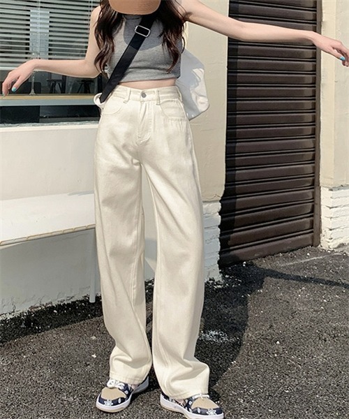 FREE STYLISTS(フリー スタイリスト)の「ハイウエストワイドデニムパンツ(デニムパンツ・レディース・サックスブルー/ブルー/ブラック/アイボリー・M/L/XL/2XL/S)」の7枚目の写真