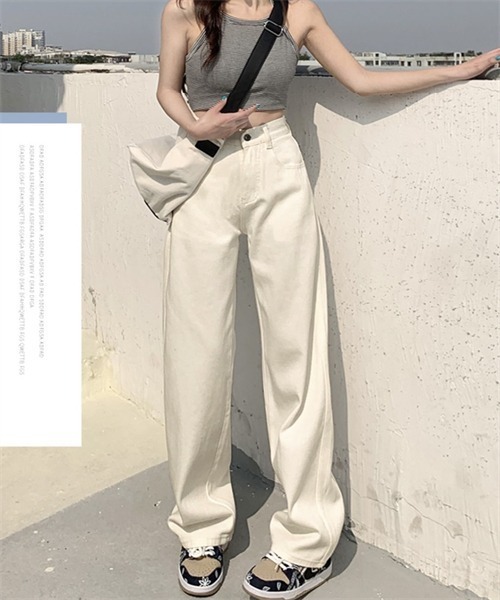 FREE STYLISTS(フリー スタイリスト)の「ハイウエストワイドデニムパンツ(デニムパンツ・レディース・サックスブルー/ブルー/ブラック/アイボリー・M/L/XL/2XL/S)」の6枚目の写真