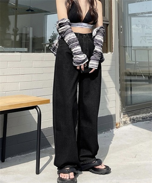 FREE STYLISTS(フリー スタイリスト)の「ハイウエストワイドデニムパンツ(デニムパンツ・レディース・サックスブルー/ブルー/ブラック/アイボリー・M/L/XL/2XL/S)」の12枚目の写真