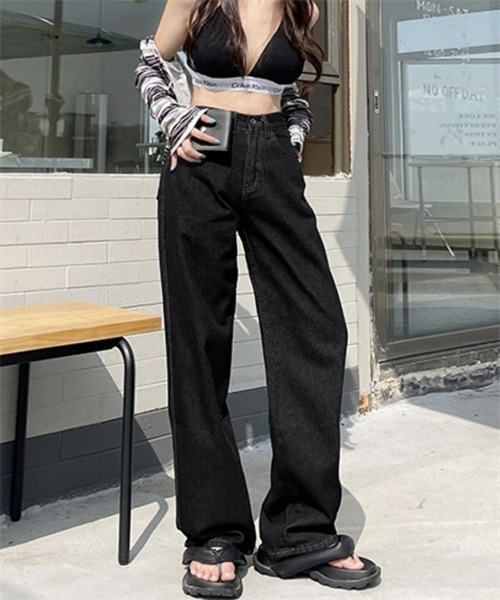 FREE STYLISTS(フリー スタイリスト)の「ハイウエストワイドデニムパンツ(デニムパンツ・レディース・サックスブルー/ブルー/ブラック/アイボリー・M/L/XL/2XL/S)」の11枚目の写真