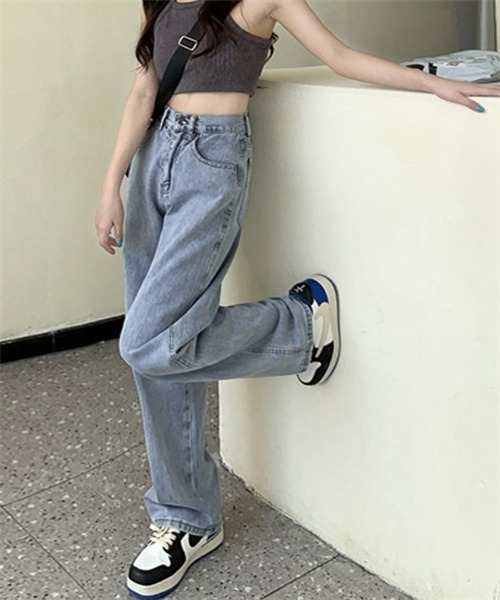 FREE STYLISTS(フリー スタイリスト)の「ハイウエストワイドデニムパンツ(デニムパンツ・レディース・サックスブルー/ブルー/ブラック/アイボリー・M/L/XL/2XL/S)」の16枚目の写真