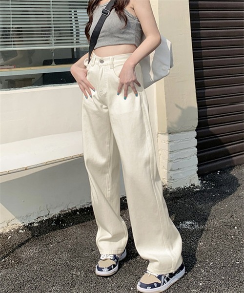 FREE STYLISTS(フリー スタイリスト)の「ハイウエストワイドデニムパンツ(デニムパンツ・レディース・サックスブルー/ブルー/ブラック/アイボリー・M/L/XL/2XL/S)」の8枚目の写真