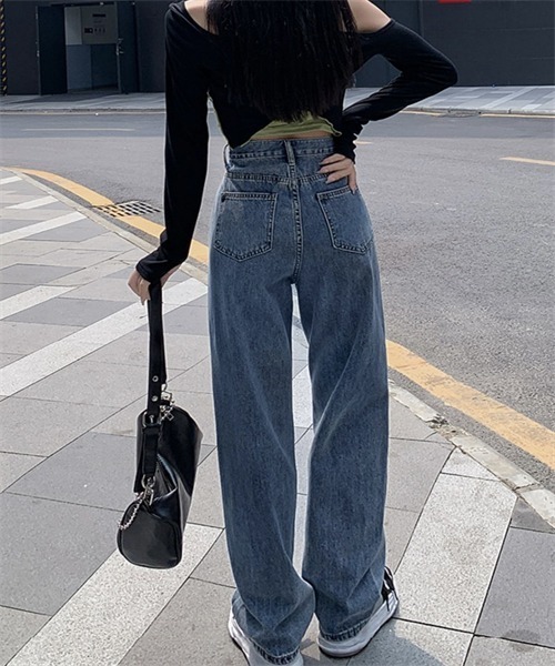 FREE STYLISTS(フリー スタイリスト)の「ハイウエストワイドデニムパンツ(デニムパンツ・レディース・サックスブルー/ブルー/ブラック/アイボリー・M/L/XL/2XL/S)」の20枚目の写真