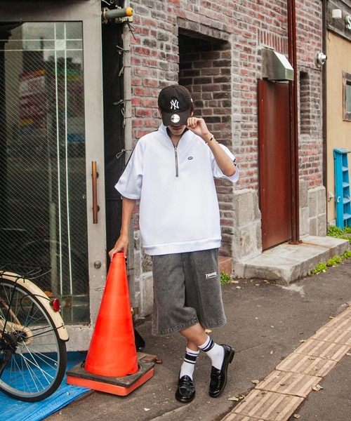 UNCORD（アンコード）の「【UNCORD】 half zip oversize half sleeve track jacket / ハーフジップ オーバーサイズ ハーフスリーブ カットソー（Tシャツ/カットソー・メンズ・ブラック×ホワイト/グレー系1/チャコール/ブラック/ホワイト×ブラック/オフホワイト/グレー/グレー系・MEDIUM/LARGE/X-LARGE）」の20枚目の写真