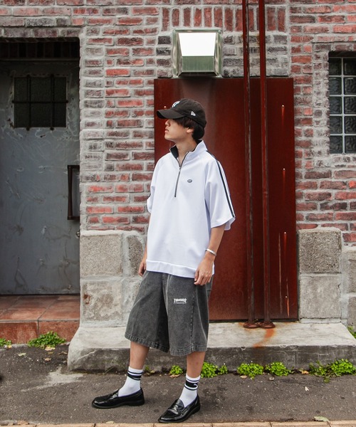 UNCORD（アンコード）の「【UNCORD】 half zip oversize half sleeve track jacket / ハーフジップ オーバーサイズ ハーフスリーブ カットソー（Tシャツ/カットソー・メンズ・ブラック×ホワイト/グレー系1/チャコール/ブラック/ホワイト×ブラック/オフホワイト/グレー/グレー系・MEDIUM/LARGE/X-LARGE）」の15枚目の写真