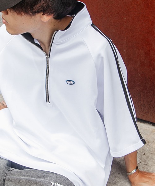 UNCORD（アンコード）の「【UNCORD】 half zip oversize half sleeve track jacket / ハーフジップ オーバーサイズ ハーフスリーブ カットソー（Tシャツ/カットソー・メンズ・ブラック×ホワイト/グレー系1/チャコール/ブラック/ホワイト×ブラック/オフホワイト/グレー/グレー系・MEDIUM/LARGE/X-LARGE）」の16枚目の写真
