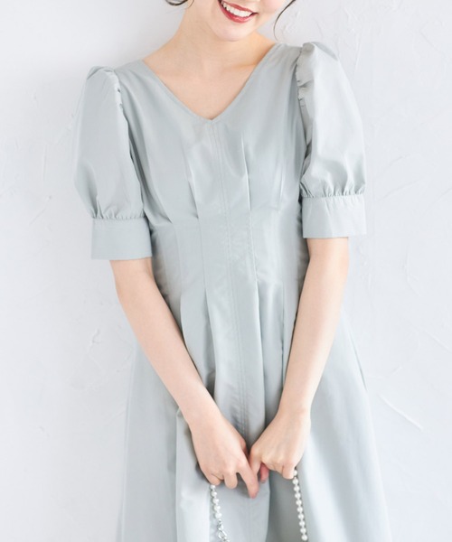 tocco closet(トッコ クローゼット)の「ポケット付きバックリボンウエストタックワンピース(ワンピース・レディース・ピンク/ミント/ネイビー・M)」の5枚目の写真