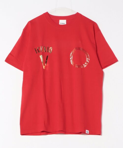 Import & Select(インポートアンドセレクト)の「【ICONIQ】 V ゴールド箔プリント ショートスリーブ TEE(Tシャツ/カットソー・メンズ・ホワイト/ブラック/レッド・3/4)」の3枚目の写真