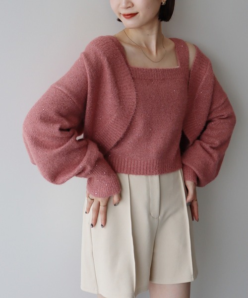 セール】SET2点スパンコールニットボレロ×タンク（カーディガン/ボレロ  