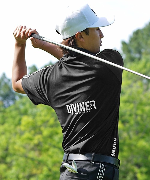 【DIVINER GOLF】テープ使い半袖モックネックTEE メンズ ゴルフウェア