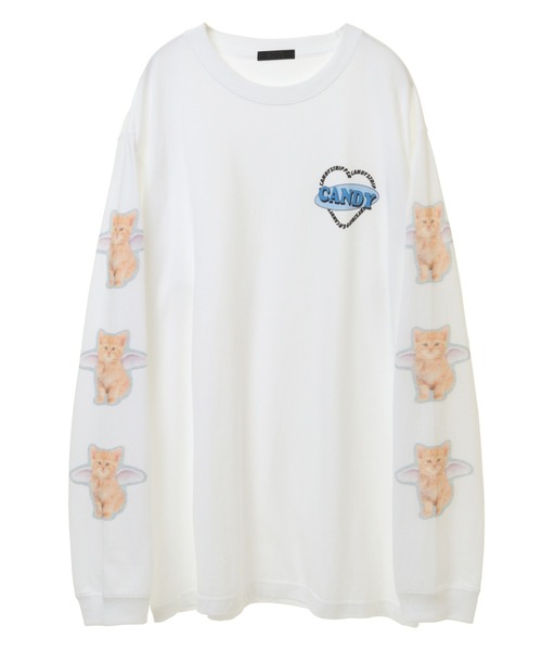 Candy Stripper（キャンディストリッパー）の「ANGEL KITTEN L/S Tシャツ（Tシャツ/カットソー・レディース・レッド/オフホワイト/ブラック・2）」の2枚目の写真