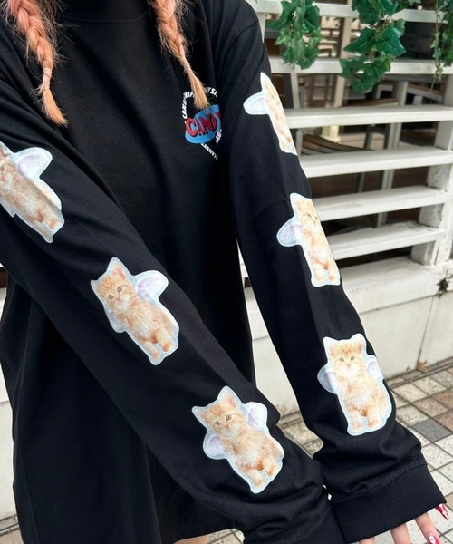 Candy Stripper（キャンディストリッパー）の「ANGEL KITTEN L/S Tシャツ（Tシャツ/カットソー・レディース・レッド/オフホワイト/ブラック・2）」の3枚目の写真