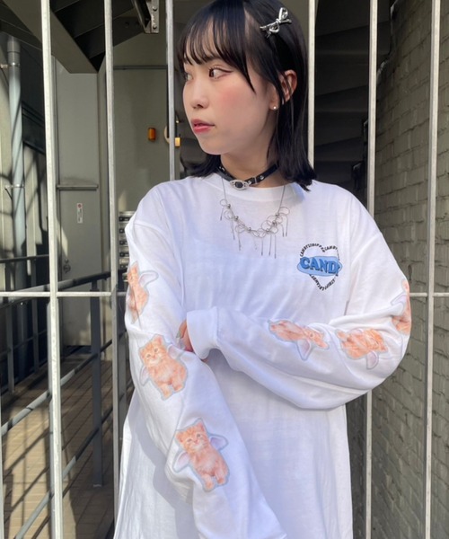 Candy Stripper（キャンディストリッパー）の「ANGEL KITTEN L/S Tシャツ（Tシャツ/カットソー・レディース・レッド/オフホワイト/ブラック・2）」の8枚目の写真