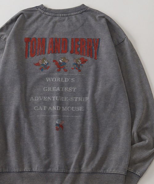 Tom&Jerry(トムアンドジェリー)の「【Tom & Jerry/トム & ジェリー】 ミニ裏毛 デニム ブリーチ加工 スーパーマン&バットマン コラボ スウェット トレーナー(スウェット・メンズ・ネイビー系1/ブルー系1/ブルー系/ネイビー系・LL/M/L)」の2枚目の写真