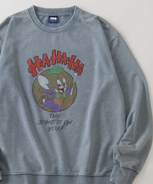 Tom&Jerry(トムアンドジェリー)の「【Tom & Jerry/トム & ジェリー】 ミニ裏毛 デニム ブリーチ加工 スーパーマン&バットマン コラボ スウェット トレーナー(スウェット・メンズ・ネイビー系1/ブルー系1/ブルー系/ネイビー系・LL/M/L)」の4枚目の写真
