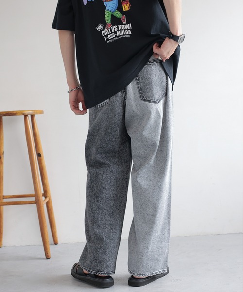 REmastered（リマスタード）の「【REmastered】リメイクライク/切り替えデニムワイドパンツ（デニムパンツ・メンズ・グレー/ブルー・MEDIUM/LARGE）」の5枚目の写真