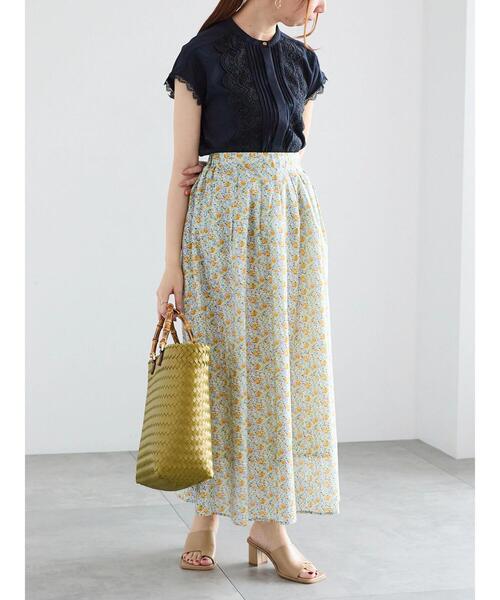 Te chichi(テチチ)の「フラワープリントコットンローンスカート(セットアップ可)(スカート・レディース・マスタード/ブラック・F)」の13枚目の写真