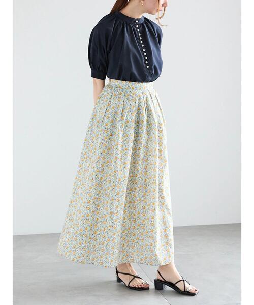 Te chichi(テチチ)の「フラワープリントコットンローンスカート(セットアップ可)(スカート・レディース・マスタード/ブラック・F)」の12枚目の写真