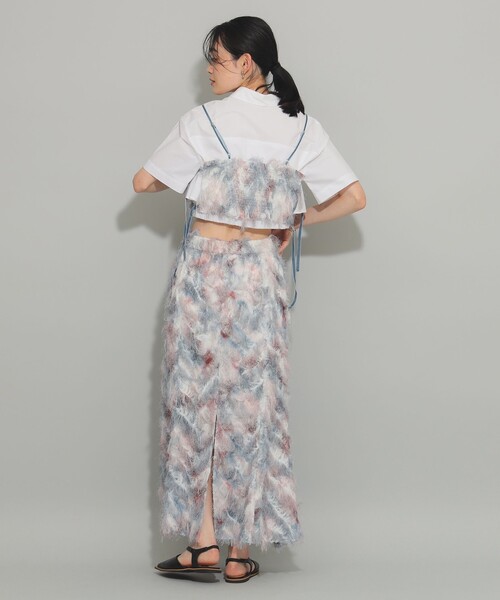 Ray BEAMS（レイビームス）の「プリント フリンジ ビスチェ（キャミソール・レディース・ベージュ/グレー・0/1）」の12枚目の写真