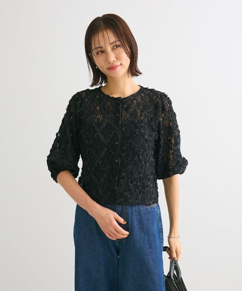 Sugar spoon(シュガースプーン)の「・SUGAR SPOON フラワーレースカーディガン(カーディガン/ボレロ・レディース・オフホワイト/ブラック/グレイッシュベージュ・FREE)」の14枚目の写真