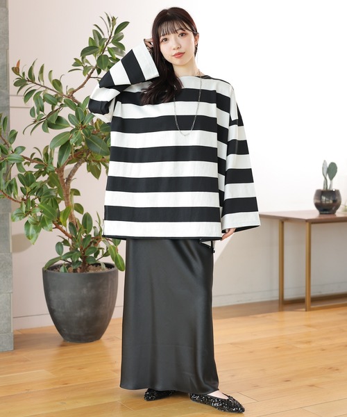 LEPSIM(レプシィム)の「袖ワイドボーダープルオーバー 131549(Tシャツ/カットソー・レディース・ブラック/パープル/ワインレッド/グリーン・FREE)」の11枚目の写真
