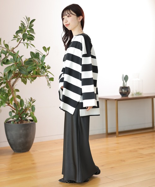 LEPSIM(レプシィム)の「袖ワイドボーダープルオーバー 131549(Tシャツ/カットソー・レディース・ブラック/パープル/ワインレッド/グリーン・FREE)」の12枚目の写真