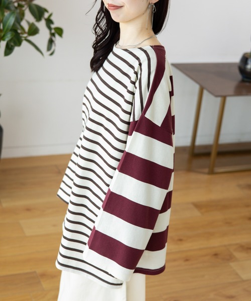LEPSIM(レプシィム)の「袖ワイドボーダープルオーバー 131549(Tシャツ/カットソー・レディース・ブラック/パープル/ワインレッド/グリーン・FREE)」の14枚目の写真